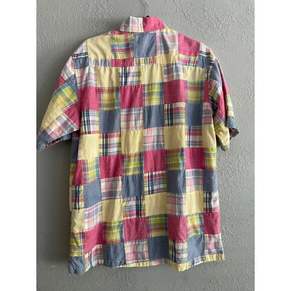ENGLISH SPORT SHOP CASUAL MENS Handwoven PATCH BUTTON DOWN SHORT SLEEVE Size L - Picture 2 of 8